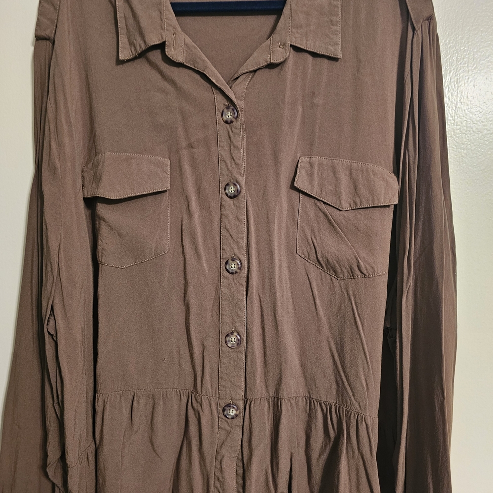 Loralette Brown Button-Up Blouse